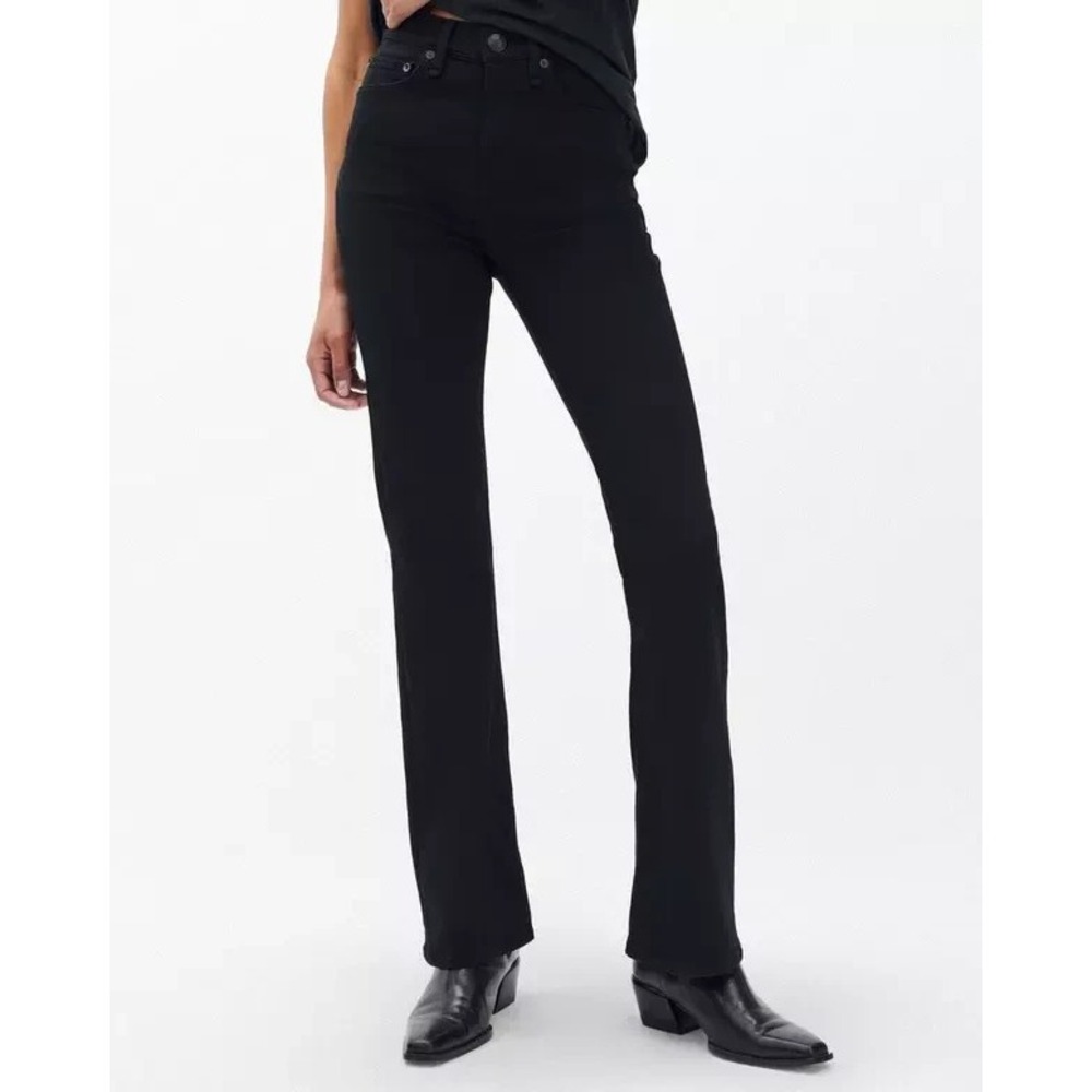 Rag & bone New York Peyton Mid Rise Bootcut Flare Jeans in Black Women 26 $225